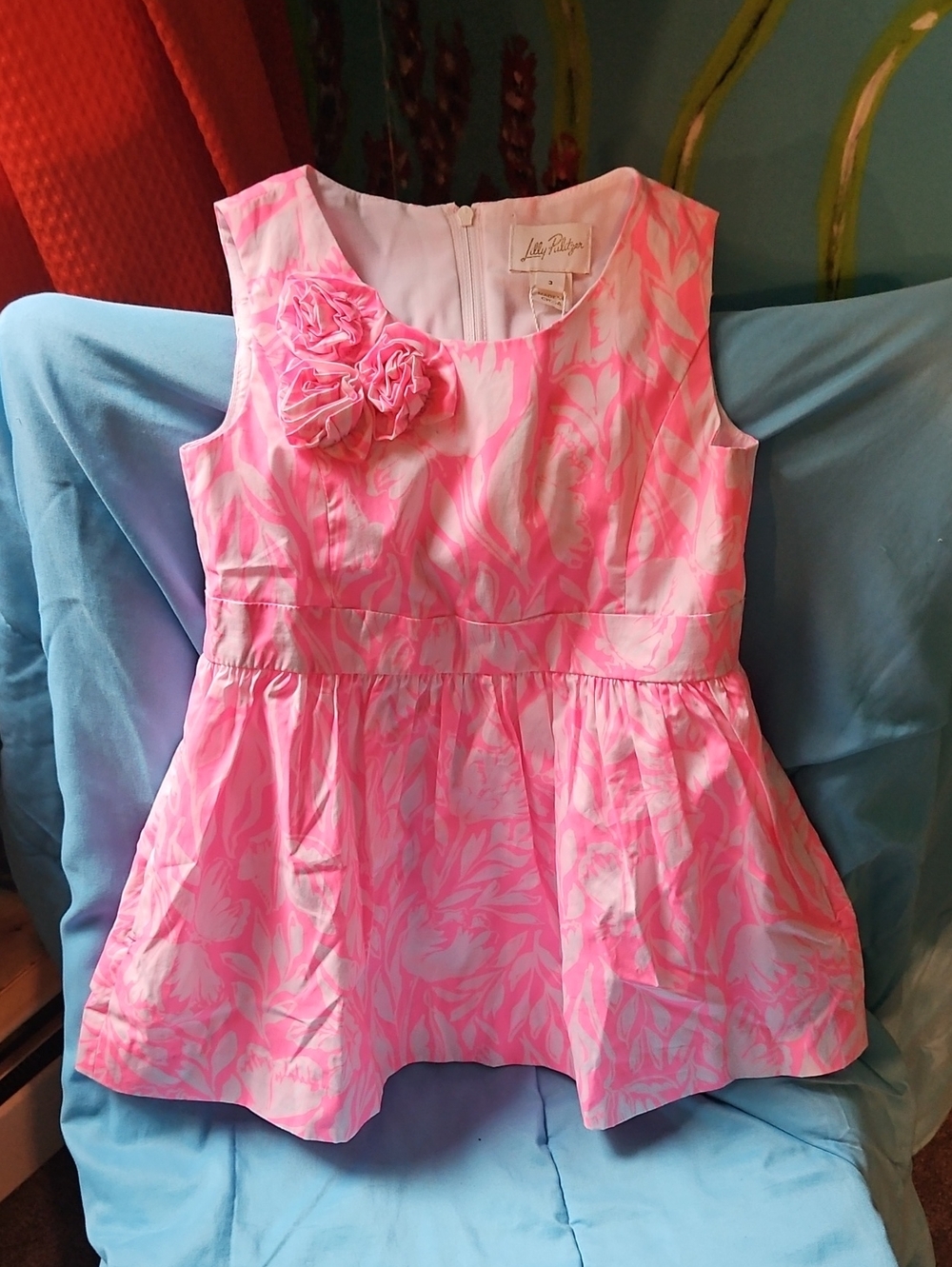 Lilly Pulitzer Pink & White Floral Sleeveless Kids Dress